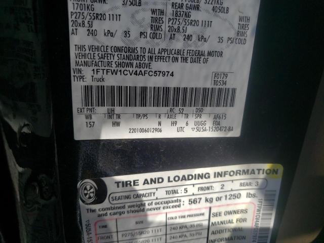 Photo 10 from auction – 2010 FORD F-150 with VIN 1FTFW1CV4AFC57974