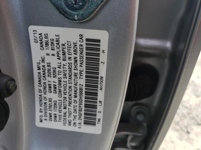 Photo 10 from auction – 2013 HONDA CIVIC EXL with VIN 2HGFB2F95DH566812