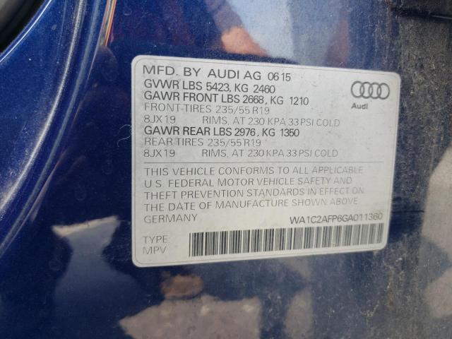 Photo 10 from auction – 2016 AUDI Q5 PREMIUM with VIN WA1C2AFP6GA011360
