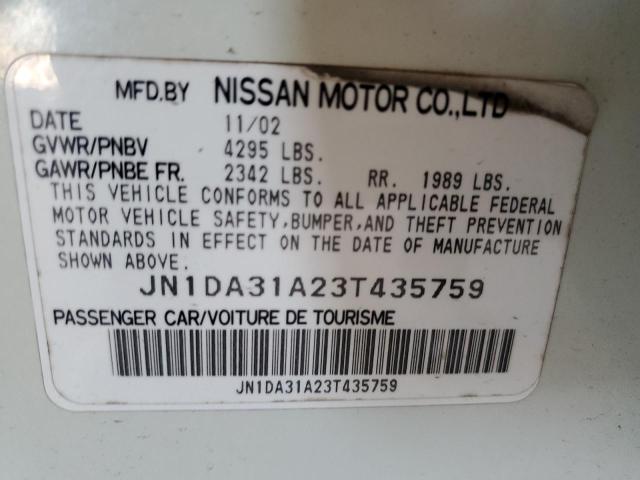 Photo 10 from auction – 2003 NISSAN MAXIMA GLE with VIN JN1DA31A23T435759