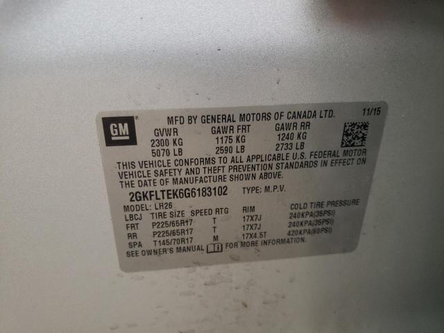 Photo 10 from auction – 2016 GMC TERRAIN SL with VIN 2GKFLTEK6G6183102