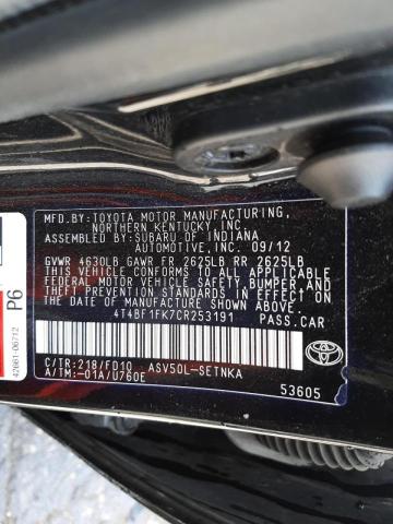 Photo 10 from auction – 2012 TOYOTA CAMRY BASE with VIN 4T4BF1FK7CR253191