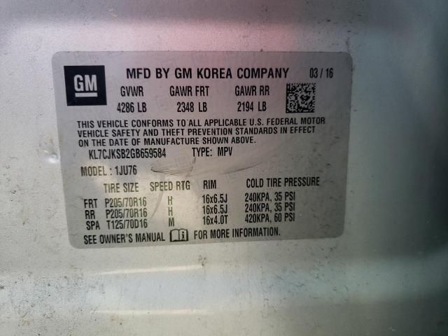 Photo 10 from auction – 2016 CHEVROLET TRAX LS with VIN KL7CJKSB2GB659584