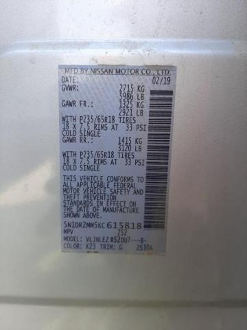 Photo 10 from auction – 2019 NISSAN PATHFINDER with VIN 5N1DR2MM5KC615818