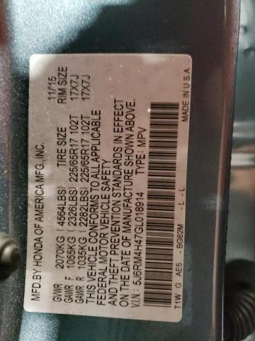 Photo 10 from auction – 2016 HONDA CR-V SE with VIN 5J6RM4H47GL018914
