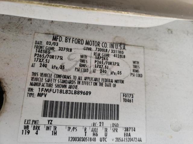 Photo 10 from auction – 2003 FORD EXPEDITION with VIN 1FMFU18L83LB89689