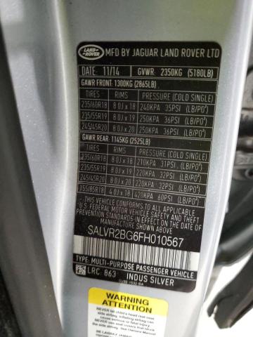 Photo 10 from auction – 2015 LAND ROVER RANGE ROVE with VIN SALVR2BG6FH010567