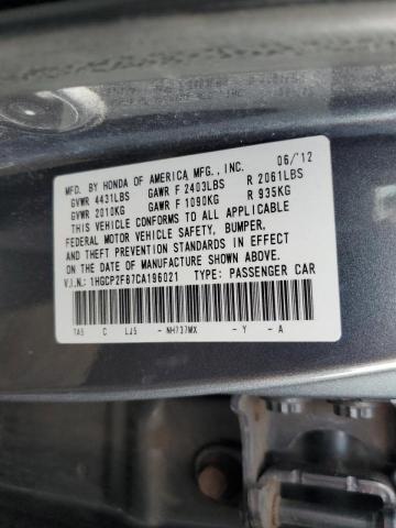 Photo 10 from auction – 2012 HONDA ACCORD EXL with VIN 1HGCP2F87CA196021
