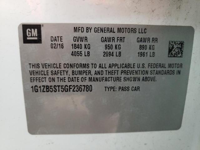 Photo 10 from auction – 2016 CHEVROLET MALIBU LS with VIN 1G1ZB5ST5GF236780