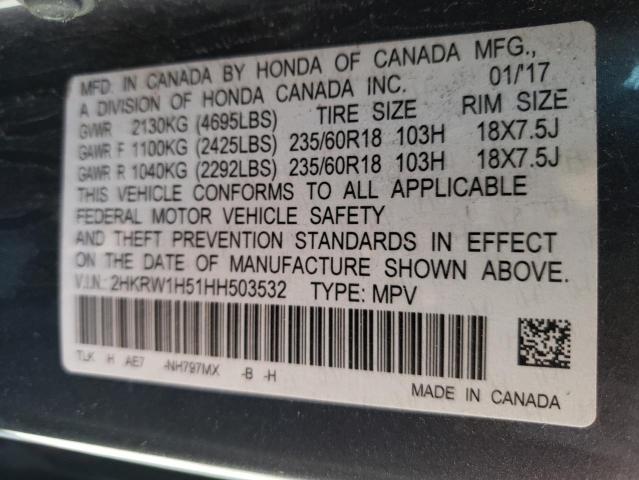Photo 10 from auction – 2017 HONDA CR-V EX with VIN 2HKRW1H51HH503532