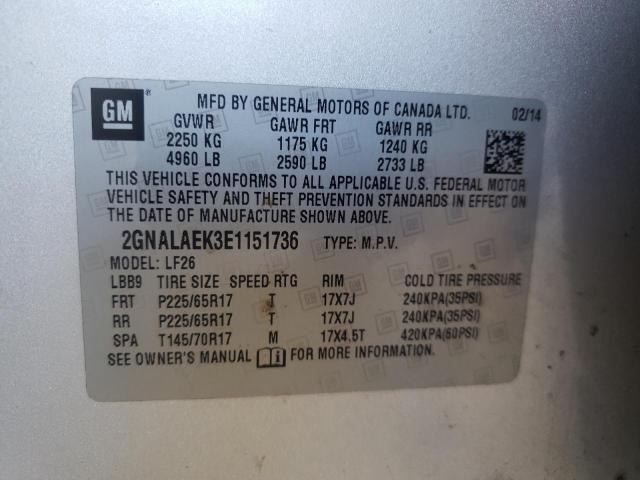 Photo 10 from auction – 2014 CHEVROLET EQUINOX LS with VIN 2GNALAEK3E1151736