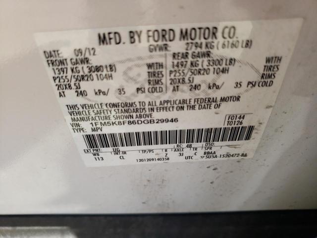 Photo 10 from auction – 2013 FORD EXPLORER L with VIN 1FM5K8F86DGB29946