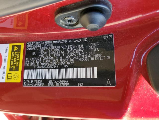 Photo 10 from auction – 2010 LEXUS RX 350 with VIN 2T2BK1BA3AC053244