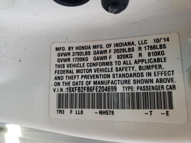 Photo 10 from auction – 2015 HONDA CIVIC EX with VIN 19XFB2F86FE204699