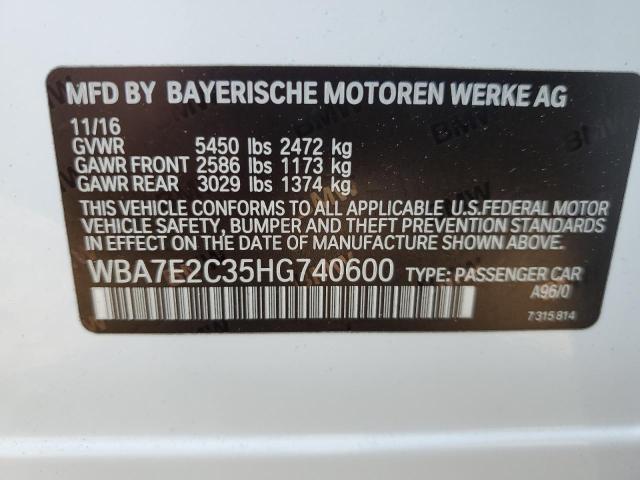 Photo 10 from auction – 2017 BMW 740 I with VIN WBA7E2C35HG740600