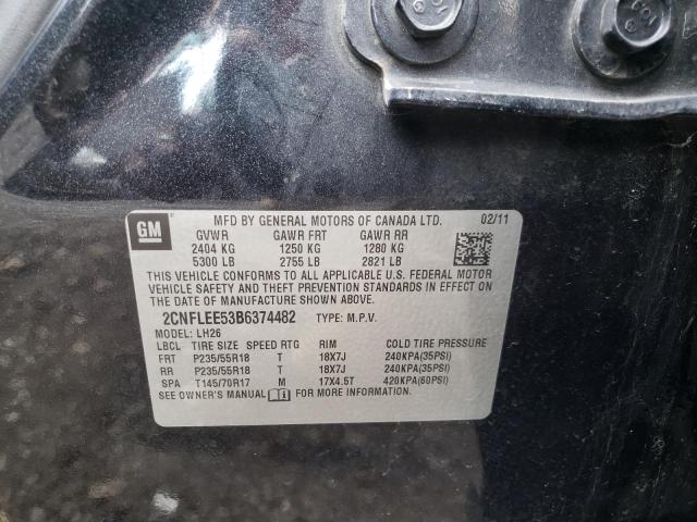 Photo 10 from auction – 2011 CHEVROLET EQUINOX LT with VIN 2CNFLEE53B6374482