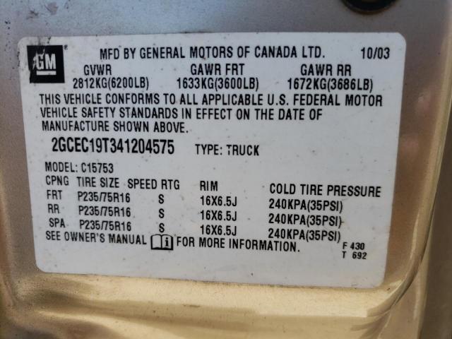 Photo 10 from auction – 2004 CHEVROLET SILVERADO with VIN 2GCEC19T341204575