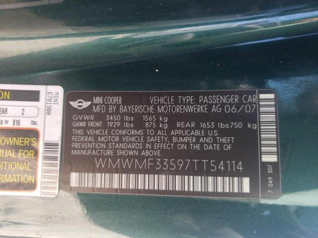 Photo 10 from auction – 2007 MINI COOPER with VIN WMWMF33597TT54114