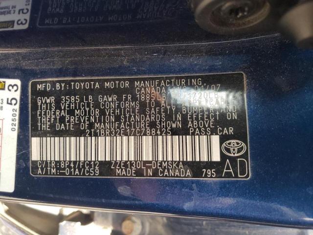 Photo 10 from auction – 2007 TOYOTA COROLLA CE with VIN 2T1BR32E17C788425