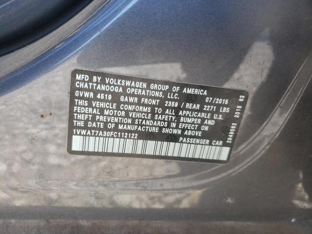 Photo 10 from auction – 2015 VOLKSWAGEN PASSAT S with VIN 1VWAT7A30FC112122
