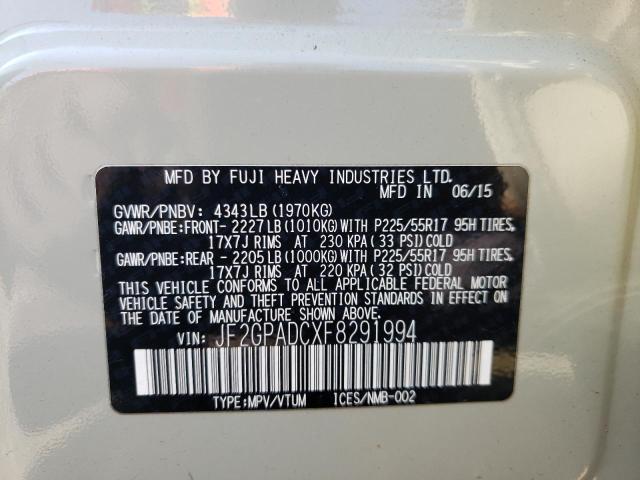 Photo 10 from auction – 2015 SUBARU XV CROSSTR with VIN JF2GPADCXF8291994