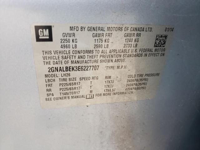 Photo 10 from auction – 2014 CHEVROLET EQUINOX LT with VIN 2GNALBEK3E6227707