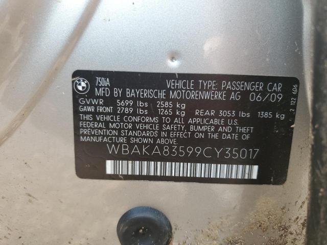 Photo 10 from auction – 2009 BMW 750 I with VIN WBAKA83599CY35017
