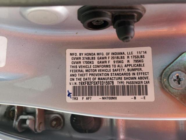 Photo 10 from auction – 2015 HONDA CIVIC LX with VIN 19XFB2F5XFE015978