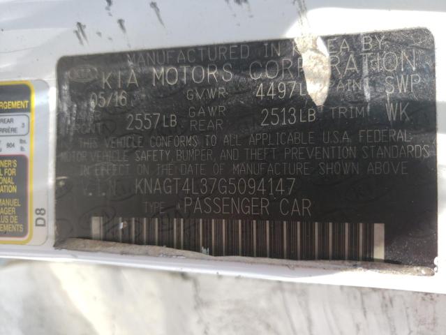 Photo 10 from auction – 2016 KIA OPTIMA LX with VIN KNAGT4L37G5094147