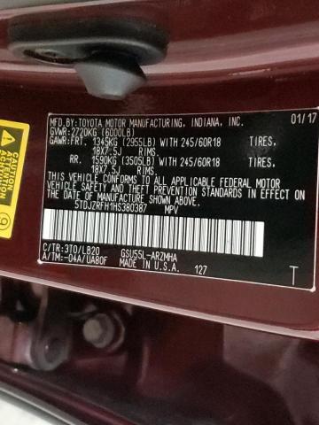 Photo 10 from auction – 2017 TOYOTA HIGHLANDER with VIN 5TDJZRFH1HS380387