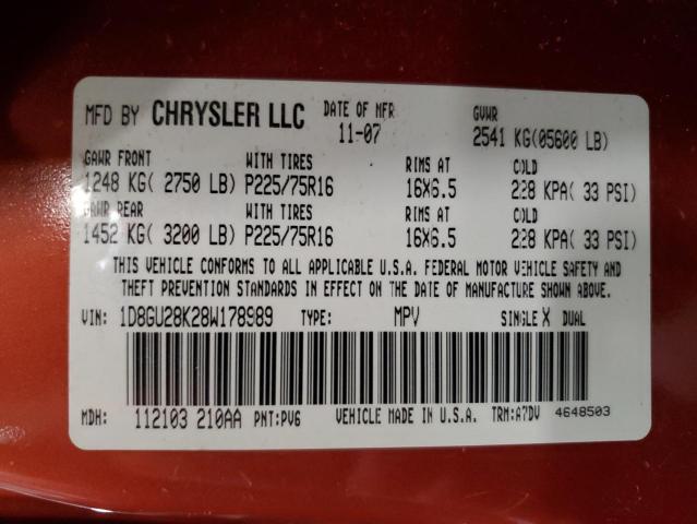 Photo 10 from auction – 2008 DODGE NITRO SXT with VIN 1D8GU28K28W178989