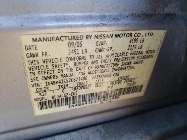 Photo 10 from auction – 2007 NISSAN MAXIMA SE with VIN 1N4BA41E57C821486