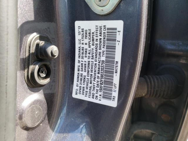 Photo 10 from auction – 2014 HONDA CIVIC LX with VIN 19XFB2F59EE203759