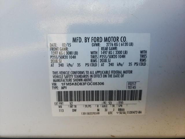 Photo 10 from auction – 2015 FORD EXPLORER X with VIN 1FM5K8D83FGC05306