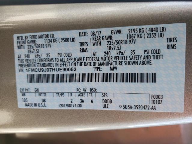 Photo 10 from auction – 2017 FORD ESCAPE TIT with VIN 1FMCU9J97HUE90052