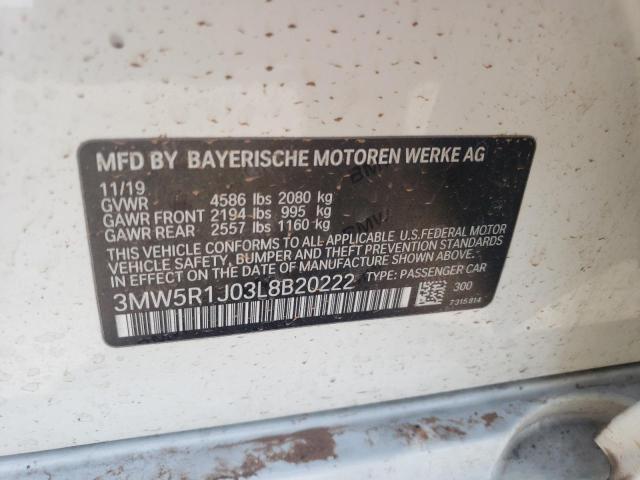 Photo 10 from auction – 2020 BMW 330I with VIN 3MW5R1J03L8B20222