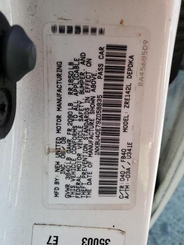 Photo 10 from auction – 2009 TOYOTA COROLLA BA with VIN 1NXBU40E79Z058835