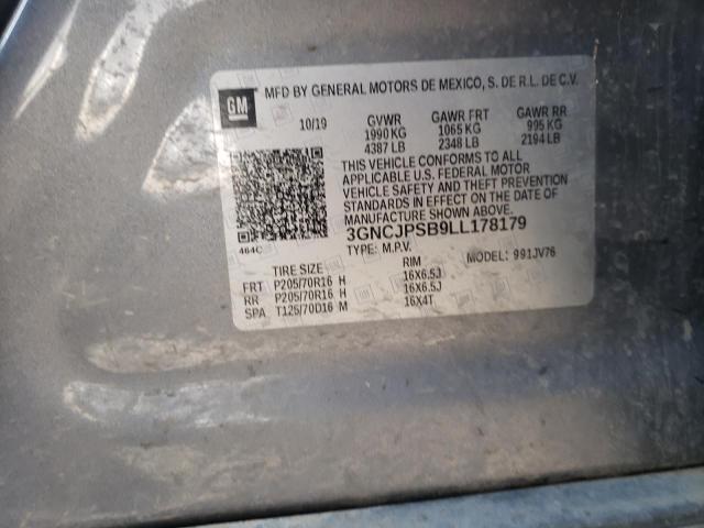 Photo 10 from auction – 2020 CHEVROLET TRAX 1LT with VIN 3GNCJPSB9LL178179