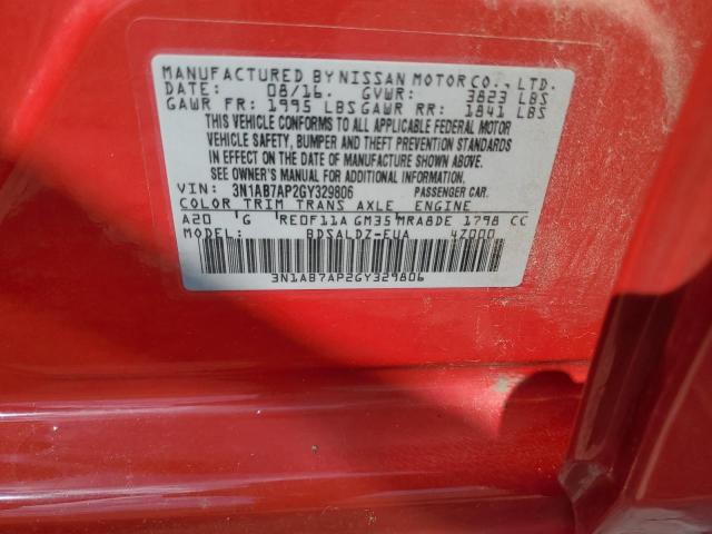Photo 10 from auction – 2016 NISSAN SENTRA S with VIN 3N1AB7AP2GY329806