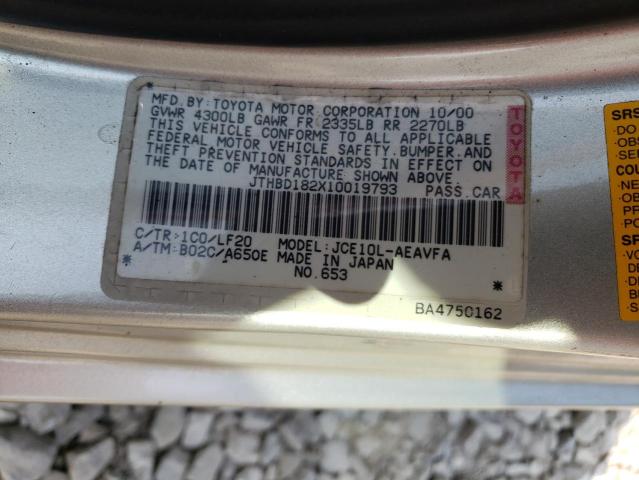 Photo 10 from auction – 2001 LEXUS IS 300 with VIN JTHBD182X10019793