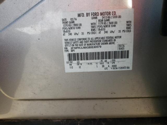 Photo 10 from auction – 2016 FORD EDGE SEL with VIN 2FMPK3J90GBB30579