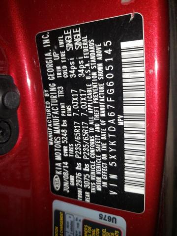 Photo 10 from auction – 2015 KIA SORENTO LX with VIN 5XYKTDA67FG605145