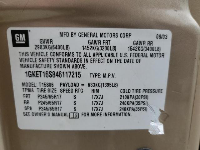 Photo 10 from auction – 2004 GMC ENVOY XL with VIN 1GKET16S846117215