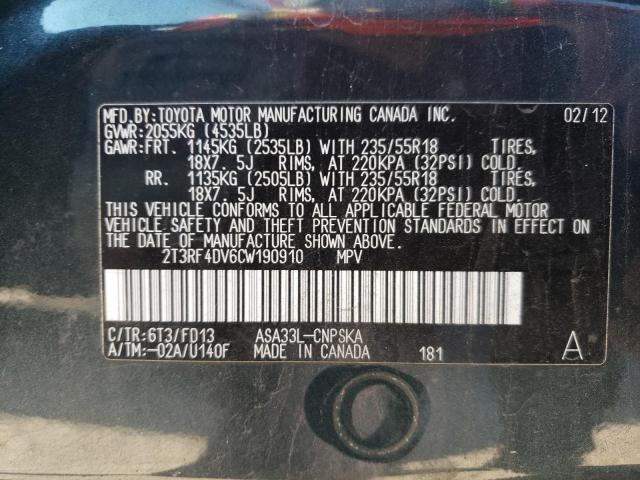 Photo 10 from auction – 2012 TOYOTA RAV4 SPORT with VIN 2T3RF4DV6CW190910
