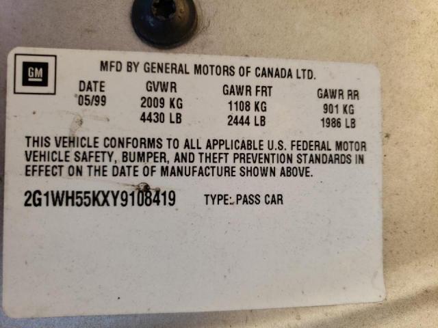Photo 10 from auction – 2000 CHEVROLET IMPALA LS with VIN 2G1WH55KXY9108419