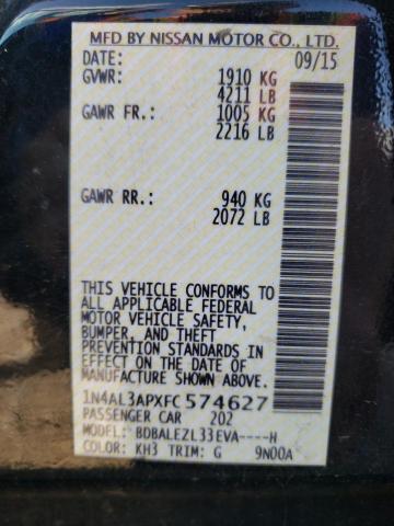 Photo 10 from auction – 2015 NISSAN ALTIMA 2.5 with VIN 1N4AL3APXFC574627