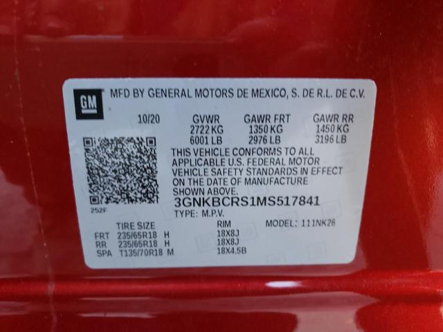Photo 10 from auction – 2021 CHEVROLET BLAZER 2LT with VIN 3GNKBCRS1MS517841