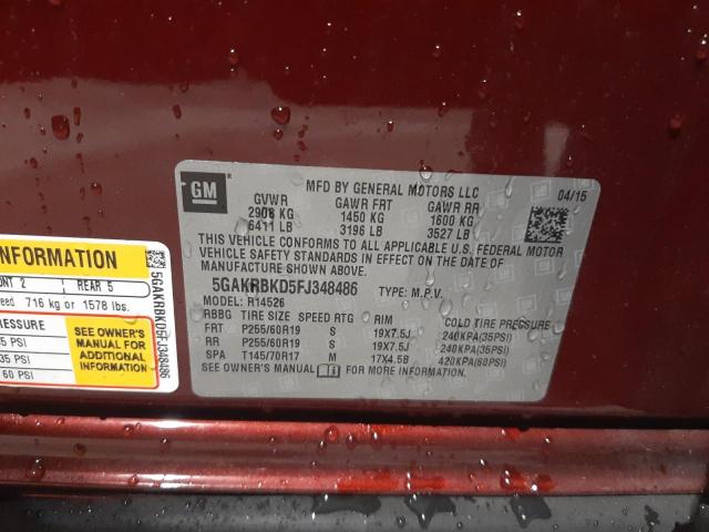 Photo 10 from auction – 2015 BUICK ENCLAVE with VIN 5GAKRBKD5FJ348486