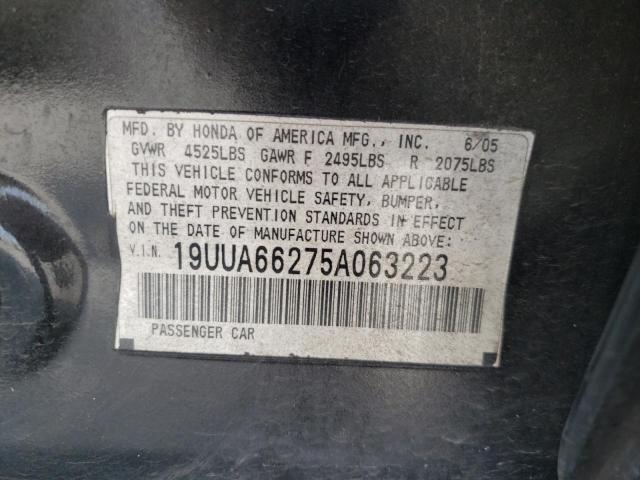 Photo 10 from auction – 2005 ACURA TL with VIN 19UUA66275A063223