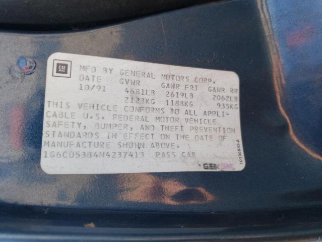 Photo 10 from auction – 1992 CADILLAC DEVILLE with VIN 1G6CD53B4N4237413